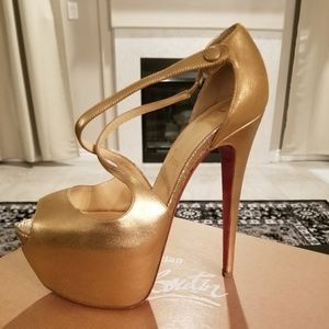 Gold glitter Louboutin heels